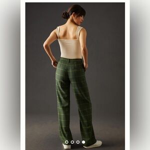 Anthropologie Nice Things, green/navy  houndstooth slacks pants 10, 42, Med nwot